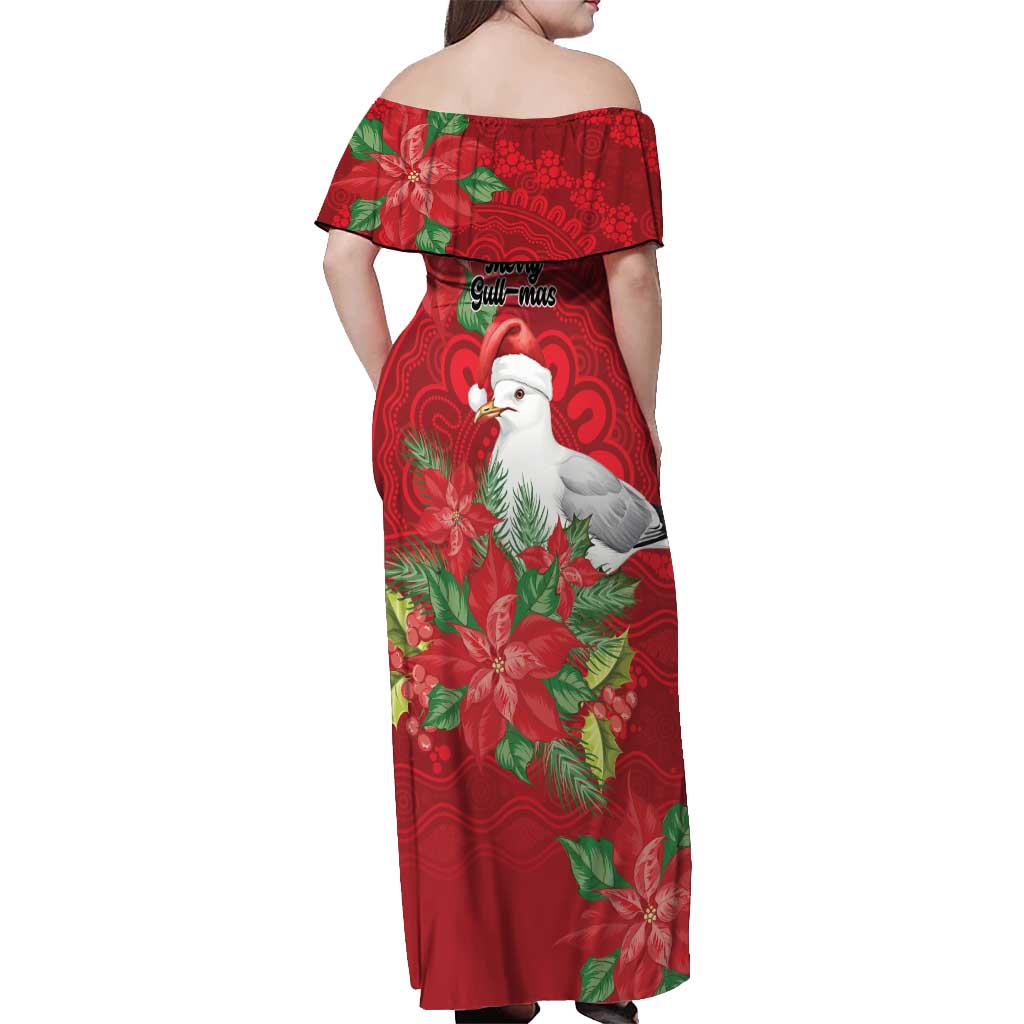 Australian Silver Gull Off Shoulder Maxi Dress Aboriginal Inspired Christmas - Aussie Hoodie