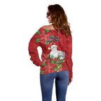 Australian Silver Gull Off Shoulder Sweater Aboriginal Inspired Christmas - Aussie Hoodie