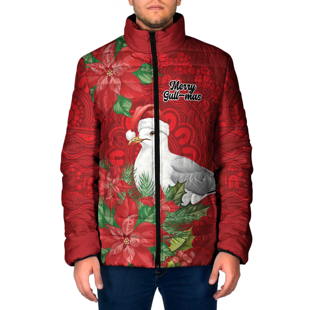 Australian Silver Gull Padded Jacket Aboriginal Inspired Christmas - Aussie Hoodie
