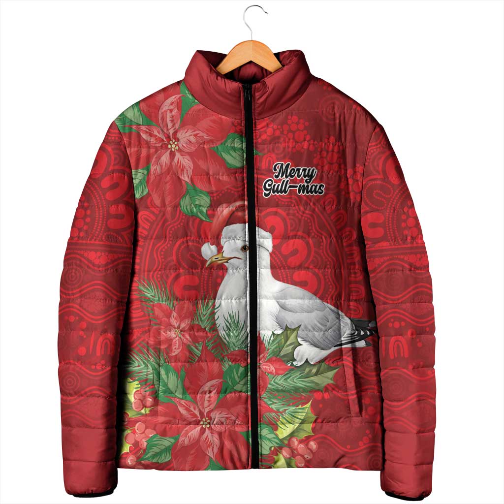 Australian Silver Gull Padded Jacket Aboriginal Inspired Christmas - Aussie Hoodie