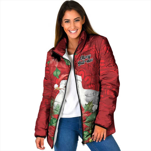 Australian Silver Gull Padded Jacket Aboriginal Inspired Christmas - Aussie Hoodie