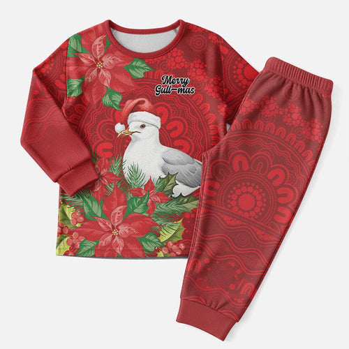 Australian Silver Gull Christmas Pajama Set Aboriginal Inspired Christmas - Aussie Hoodie