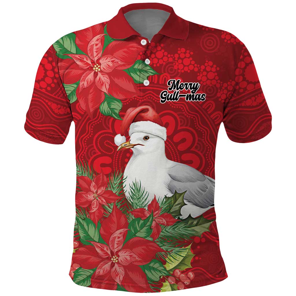 Australian Silver Gull Polo Shirt Aboriginal Inspired Christmas - Aussie Hoodie