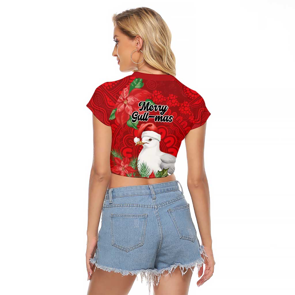 Australian Silver Gull Raglan Cropped T Shirt Aboriginal Inspired Christmas - Aussie Hoodie