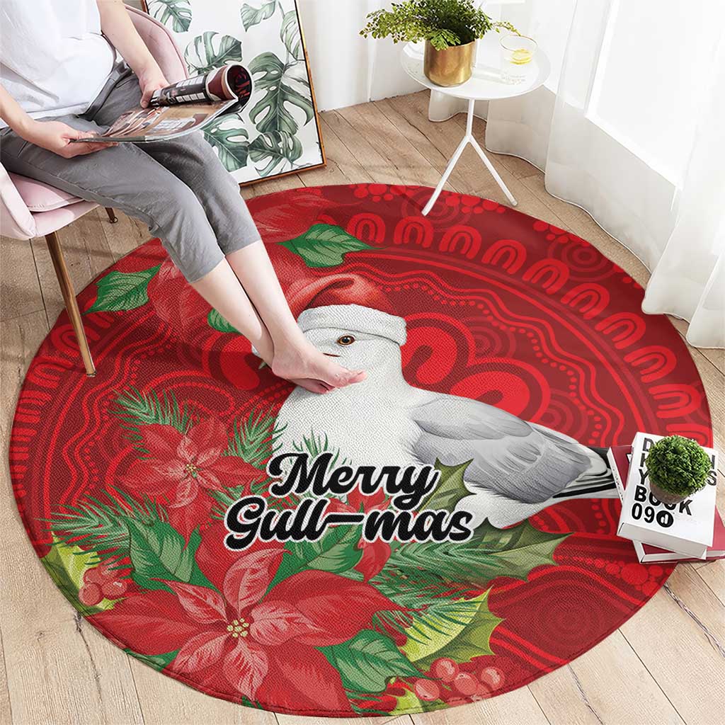 Australian Silver Gull Round Carpet Aboriginal Inspired Christmas - Aussie Hoodie