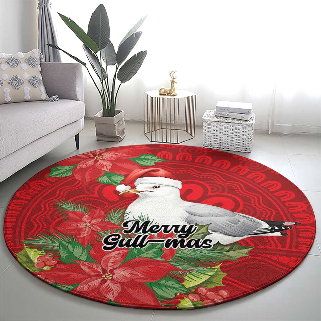 Australian Silver Gull Round Carpet Aboriginal Inspired Christmas - Aussie Hoodie