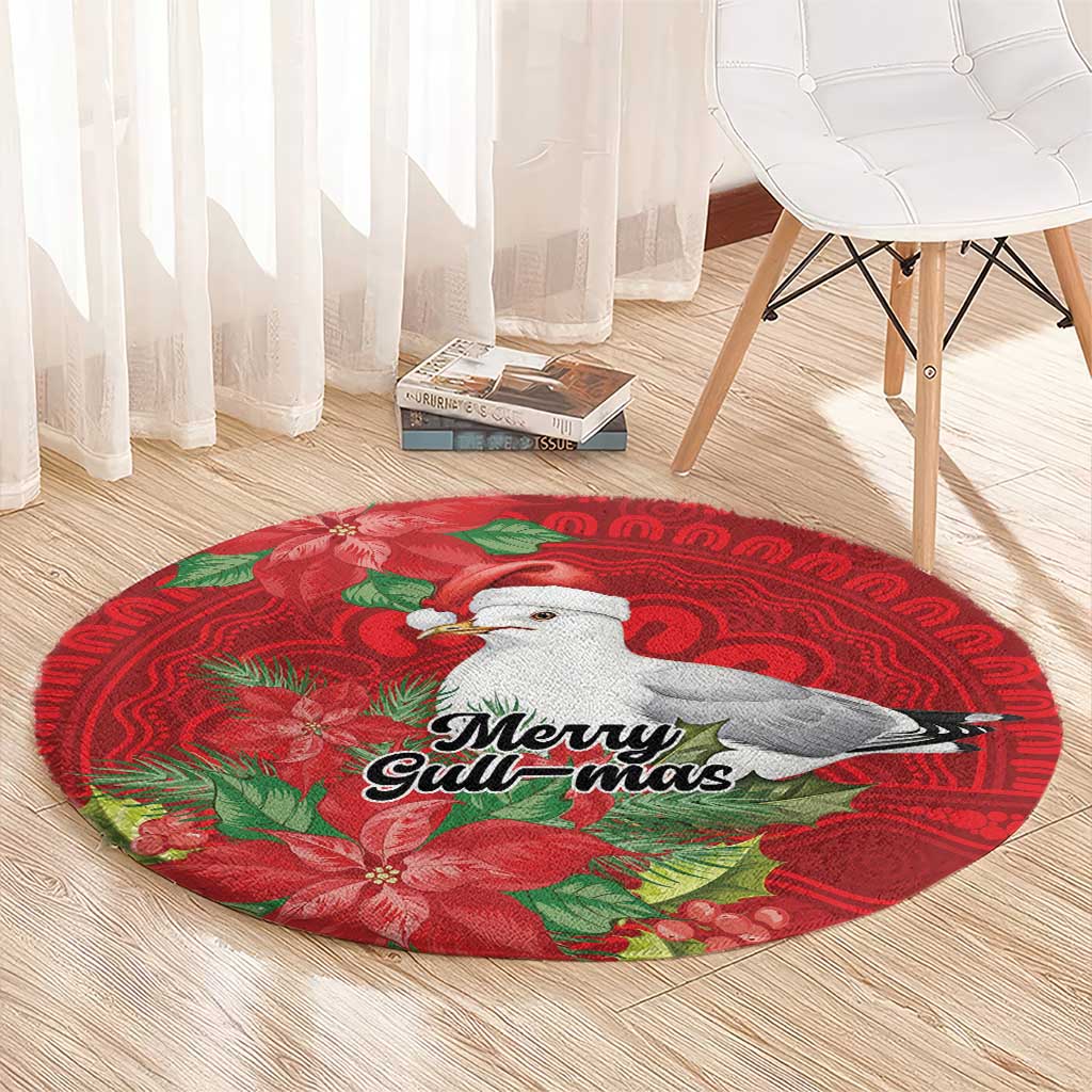 Australian Silver Gull Round Carpet Aboriginal Inspired Christmas - Aussie Hoodie