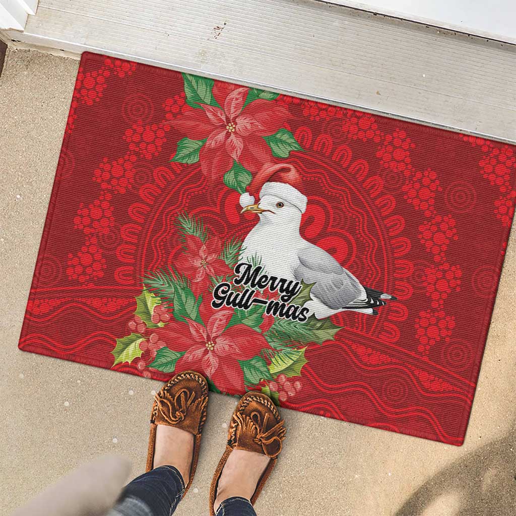 Australian Silver Gull Rubber Doormat Aboriginal Inspired Christmas - Aussie Hoodie