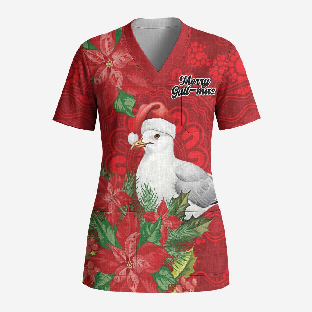 Australian Silver Gull Scrub Top Aboriginal Inspired Christmas - Aussie Hoodie