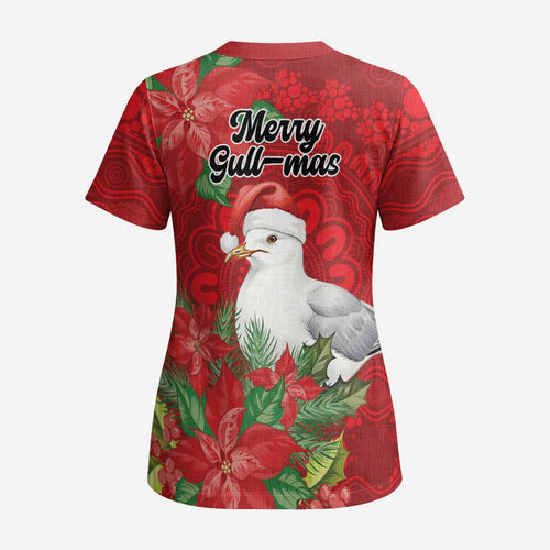 Australian Silver Gull Scrub Top Aboriginal Inspired Christmas - Aussie Hoodie