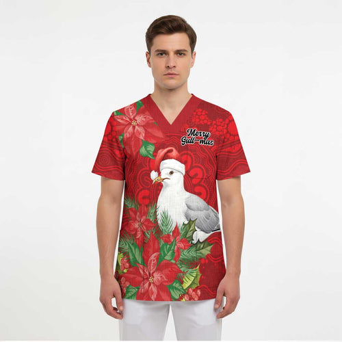 Australian Silver Gull Scrub Top Aboriginal Inspired Christmas - Aussie Hoodie