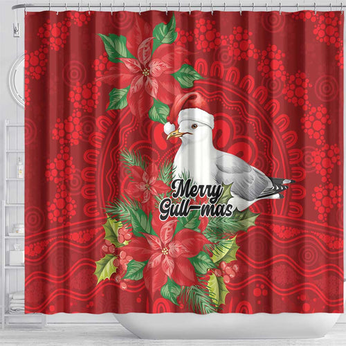 Australian Silver Gull Shower Curtain Aboriginal Inspired Christmas - Aussie Hoodie