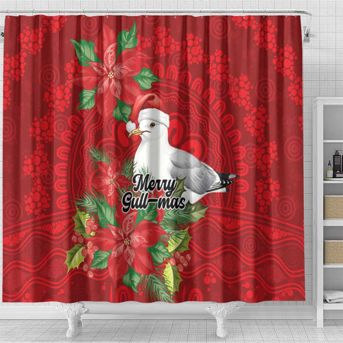 Australian Silver Gull Shower Curtain Aboriginal Inspired Christmas - Aussie Hoodie