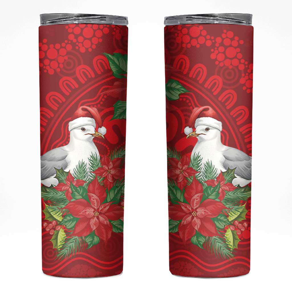 Australian Silver Gull Skinny Tumbler Aboriginal Inspired Christmas - Aussie Hoodie