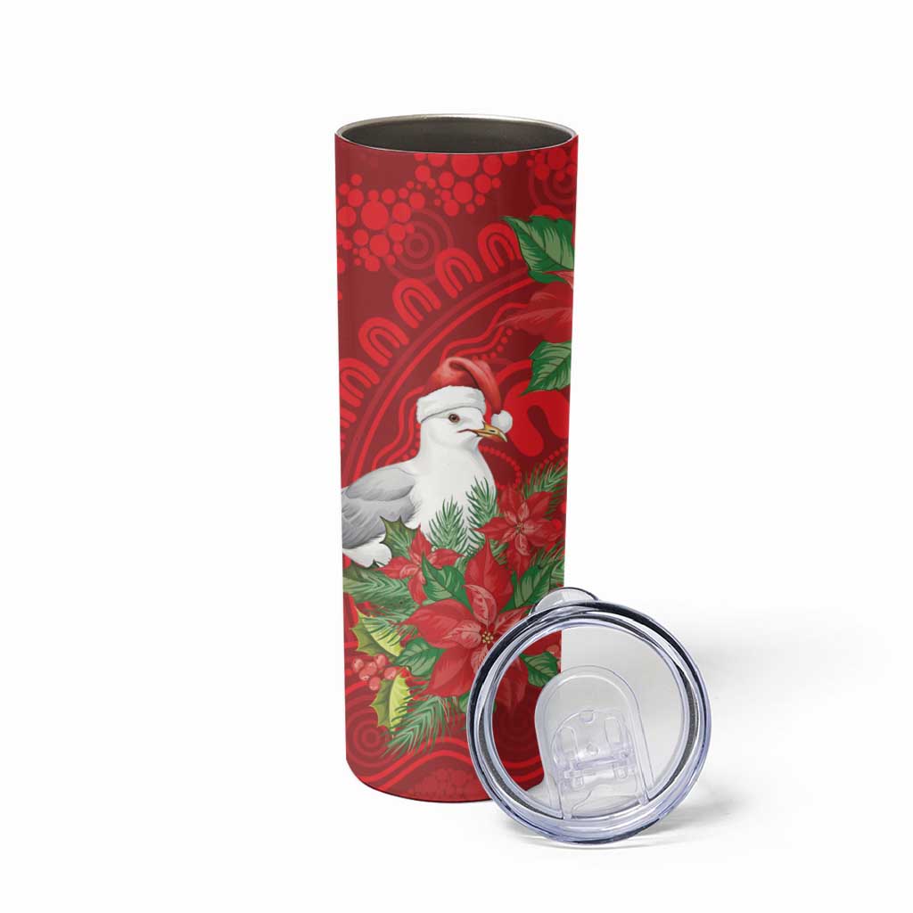 Australian Silver Gull Skinny Tumbler Aboriginal Inspired Christmas - Aussie Hoodie