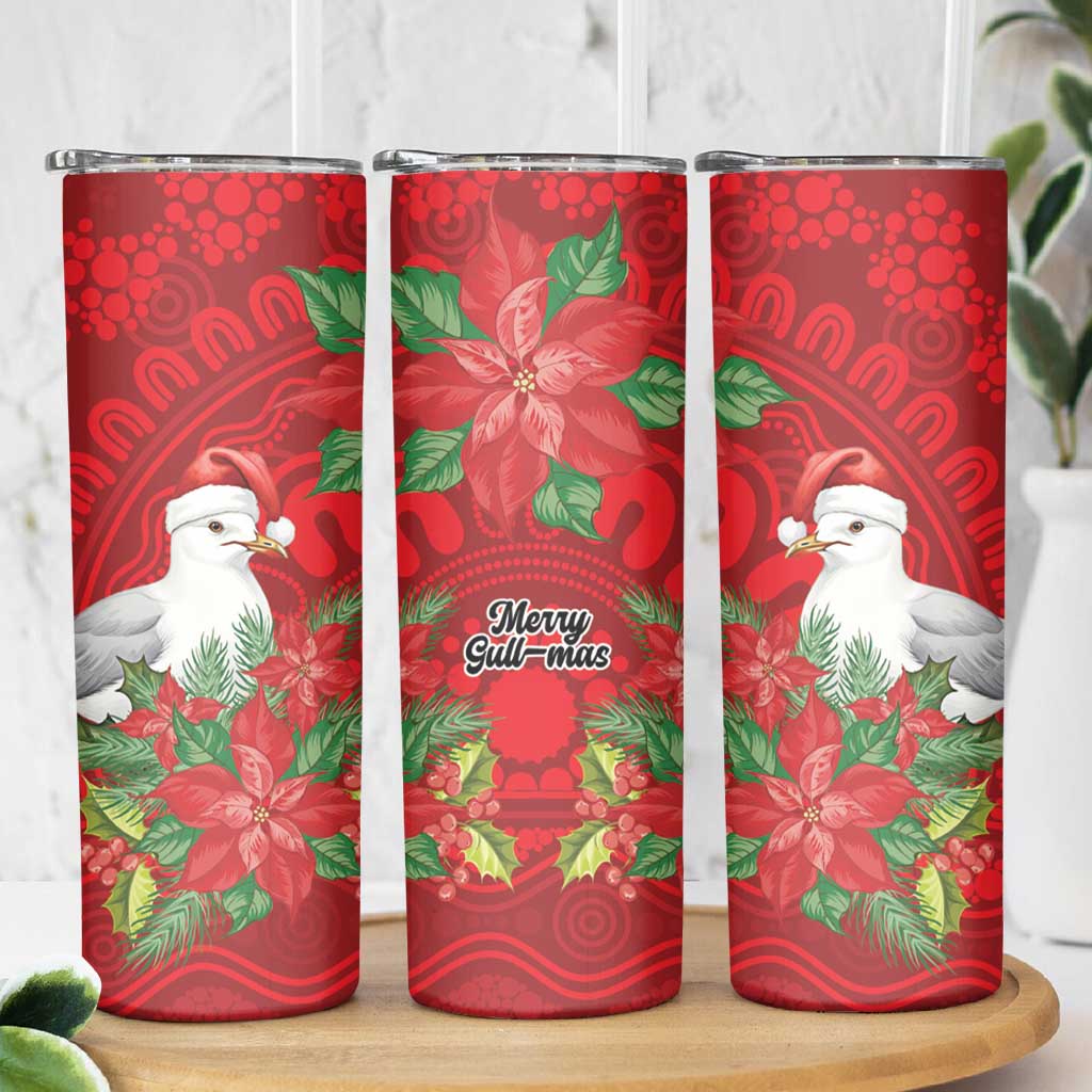 Australian Silver Gull Skinny Tumbler Aboriginal Inspired Christmas - Aussie Hoodie