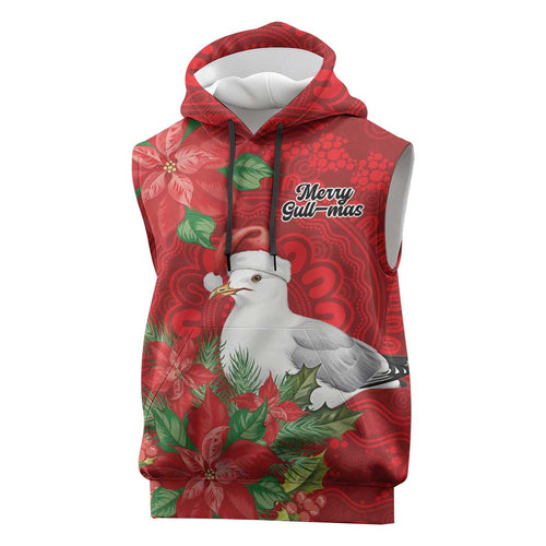 Australian Silver Gull Sleeveless Hoodie Aboriginal Inspired Christmas - Aussie Hoodie