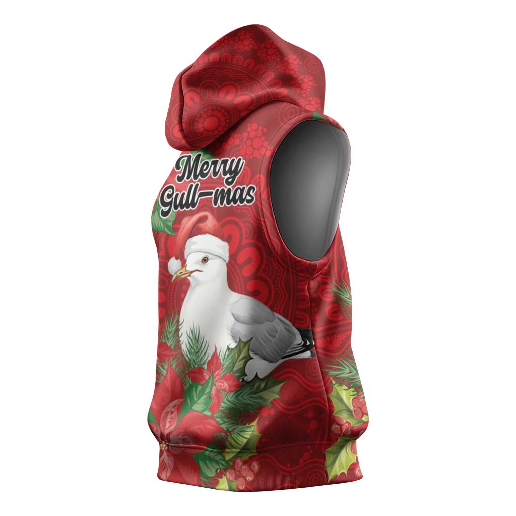 Australian Silver Gull Sleeveless Hoodie Aboriginal Inspired Christmas - Aussie Hoodie