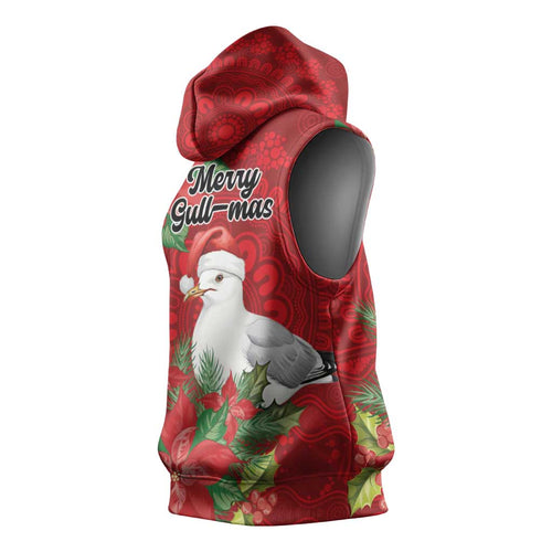 Australian Silver Gull Sleeveless Hoodie Aboriginal Inspired Christmas - Aussie Hoodie