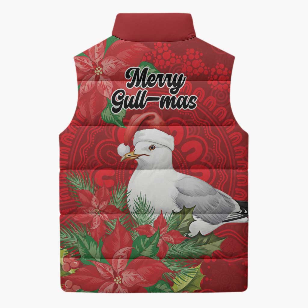 Australian Silver Gull Sleeveless Puffer Jacket Aboriginal Inspired Christmas - Aussie Hoodie