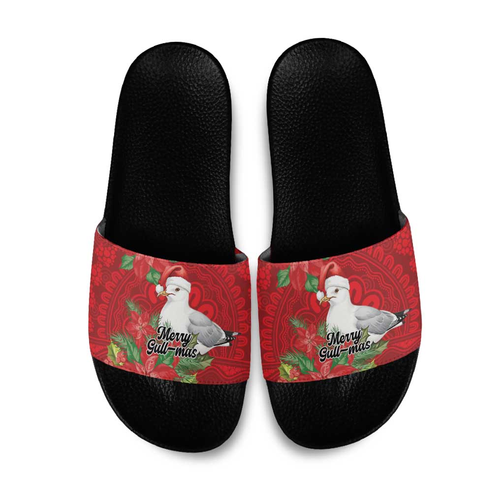 Australian Silver Gull Slide Sandals Aboriginal Inspired Christmas - Aussie Hoodie