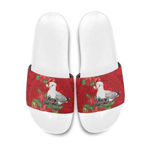 Australian Silver Gull Slide Sandals Aboriginal Inspired Christmas - Aussie Hoodie