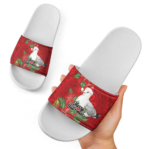 Australian Silver Gull Slide Sandals Aboriginal Inspired Christmas - Aussie Hoodie