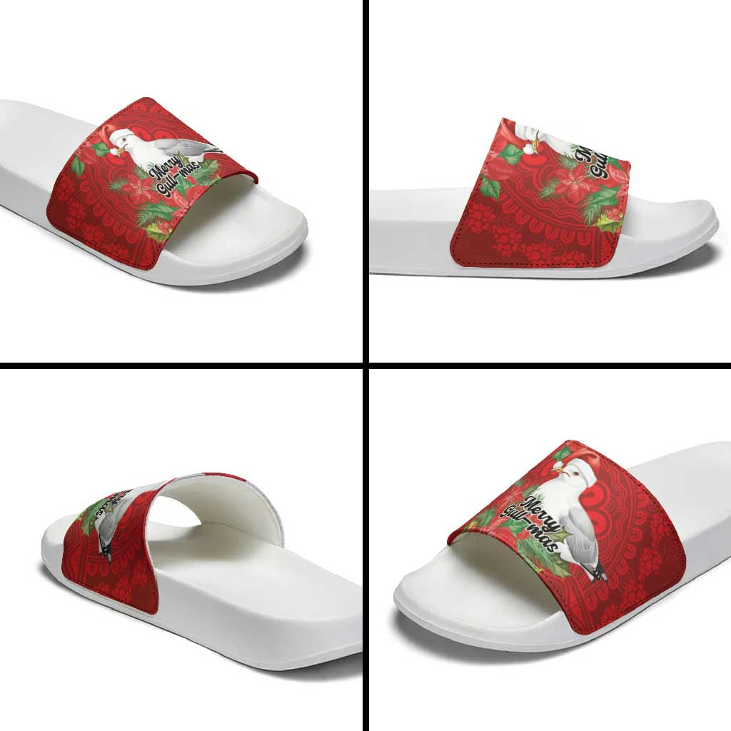 Australian Silver Gull Slide Sandals Aboriginal Inspired Christmas - Aussie Hoodie