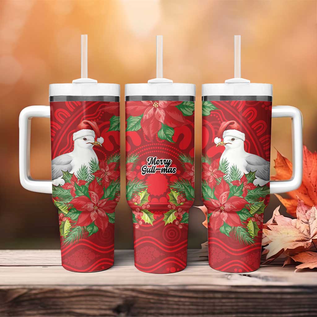 Australian Silver Gull Tumbler With Handle Aboriginal Inspired Christmas - Aussie Hoodie