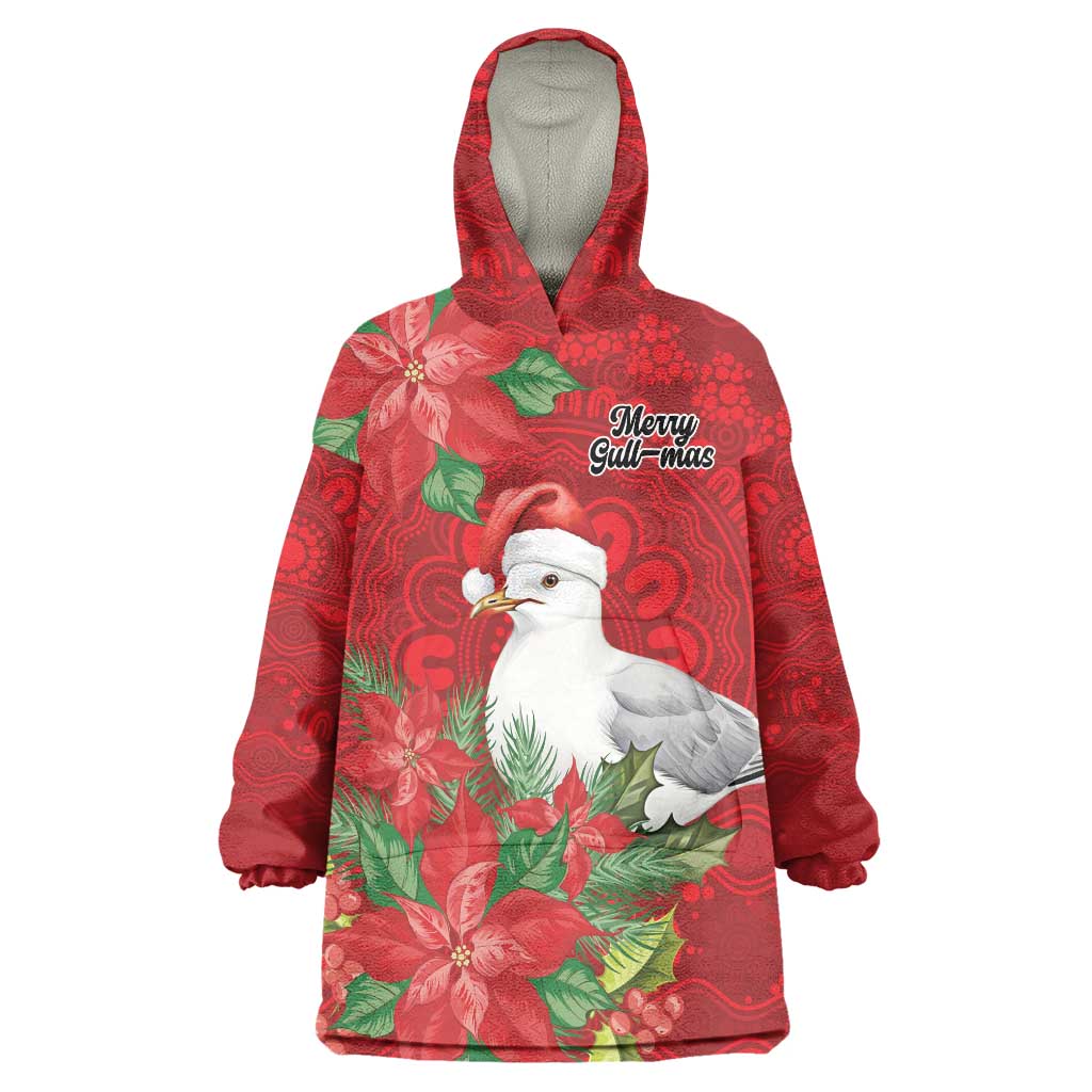 Australian Silver Gull Wearable Blanket Hoodie Aboriginal Inspired Christmas - Aussie Hoodie