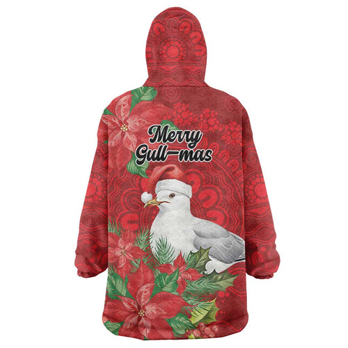 Australian Silver Gull Wearable Blanket Hoodie Aboriginal Inspired Christmas - Aussie Hoodie