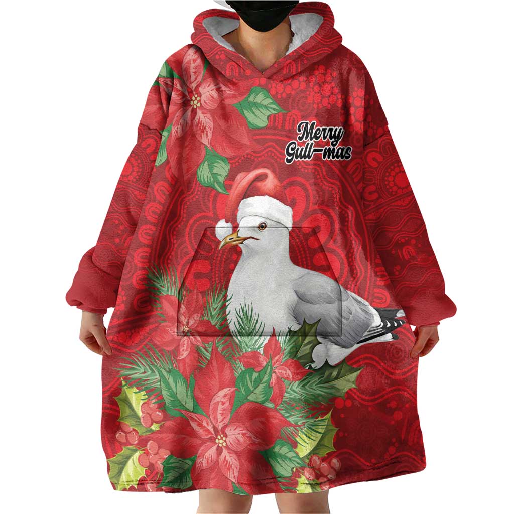 Australian Silver Gull Wearable Blanket Hoodie Aboriginal Inspired Christmas - Aussie Hoodie