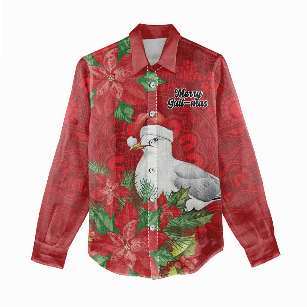 Australian Silver Gull Women Casual Shirt Aboriginal Inspired Christmas - Aussie Hoodie