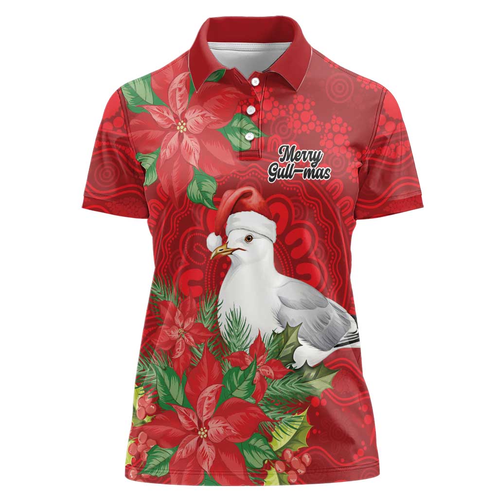 Australian Silver Gull Women Polo Shirt Aboriginal Inspired Christmas - Aussie Hoodie