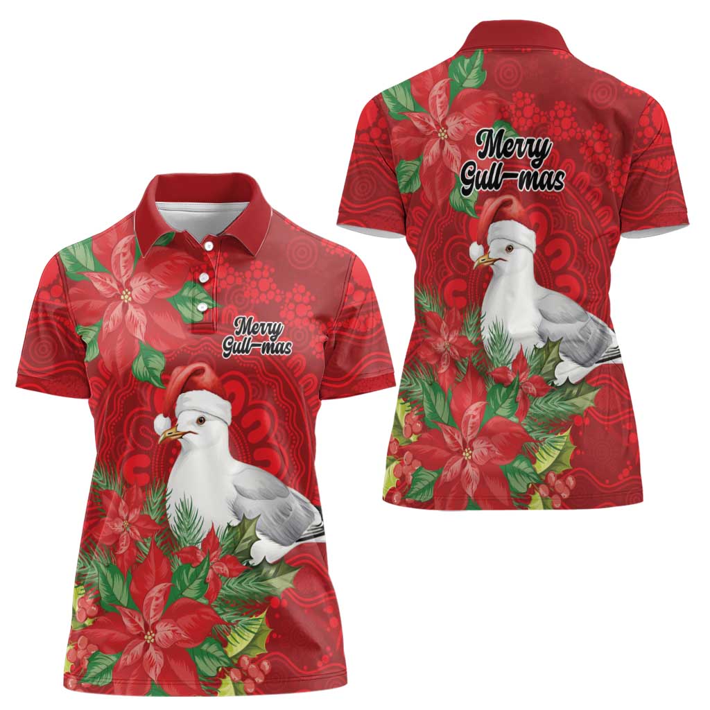 Australian Silver Gull Women Polo Shirt Aboriginal Inspired Christmas - Aussie Hoodie