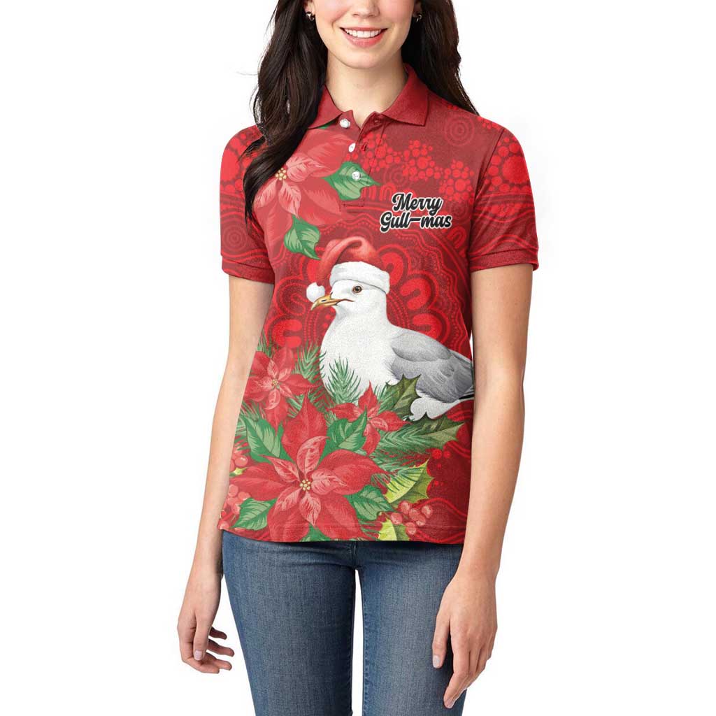 Australian Silver Gull Women Polo Shirt Aboriginal Inspired Christmas - Aussie Hoodie