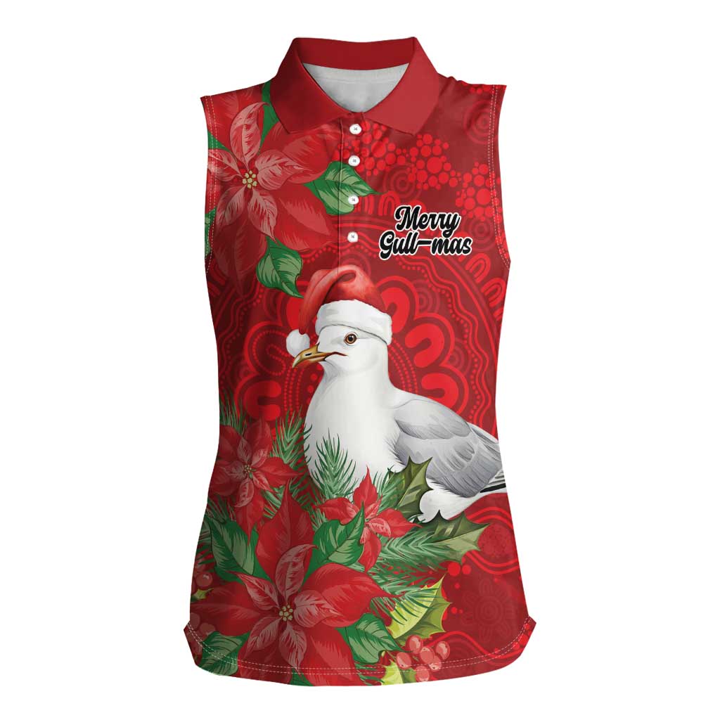 Australian Silver Gull Women Sleeveless Polo Shirt Aboriginal Inspired Christmas - Aussie Hoodie