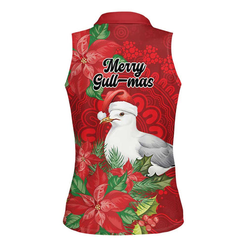 Australian Silver Gull Women Sleeveless Polo Shirt Aboriginal Inspired Christmas - Aussie Hoodie