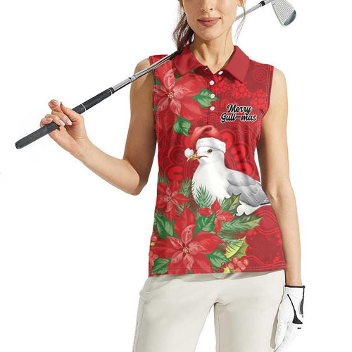 Australian Silver Gull Women Sleeveless Polo Shirt Aboriginal Inspired Christmas - Aussie Hoodie