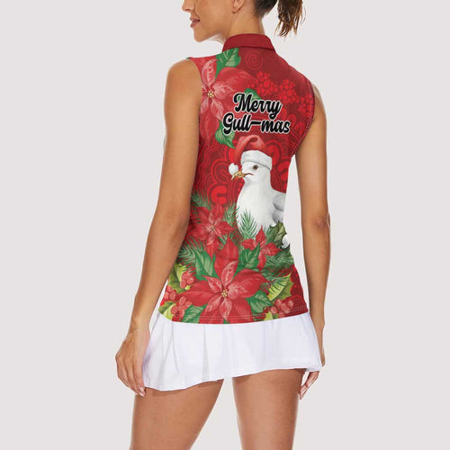 Australian Silver Gull Women Sleeveless Polo Shirt Aboriginal Inspired Christmas - Aussie Hoodie