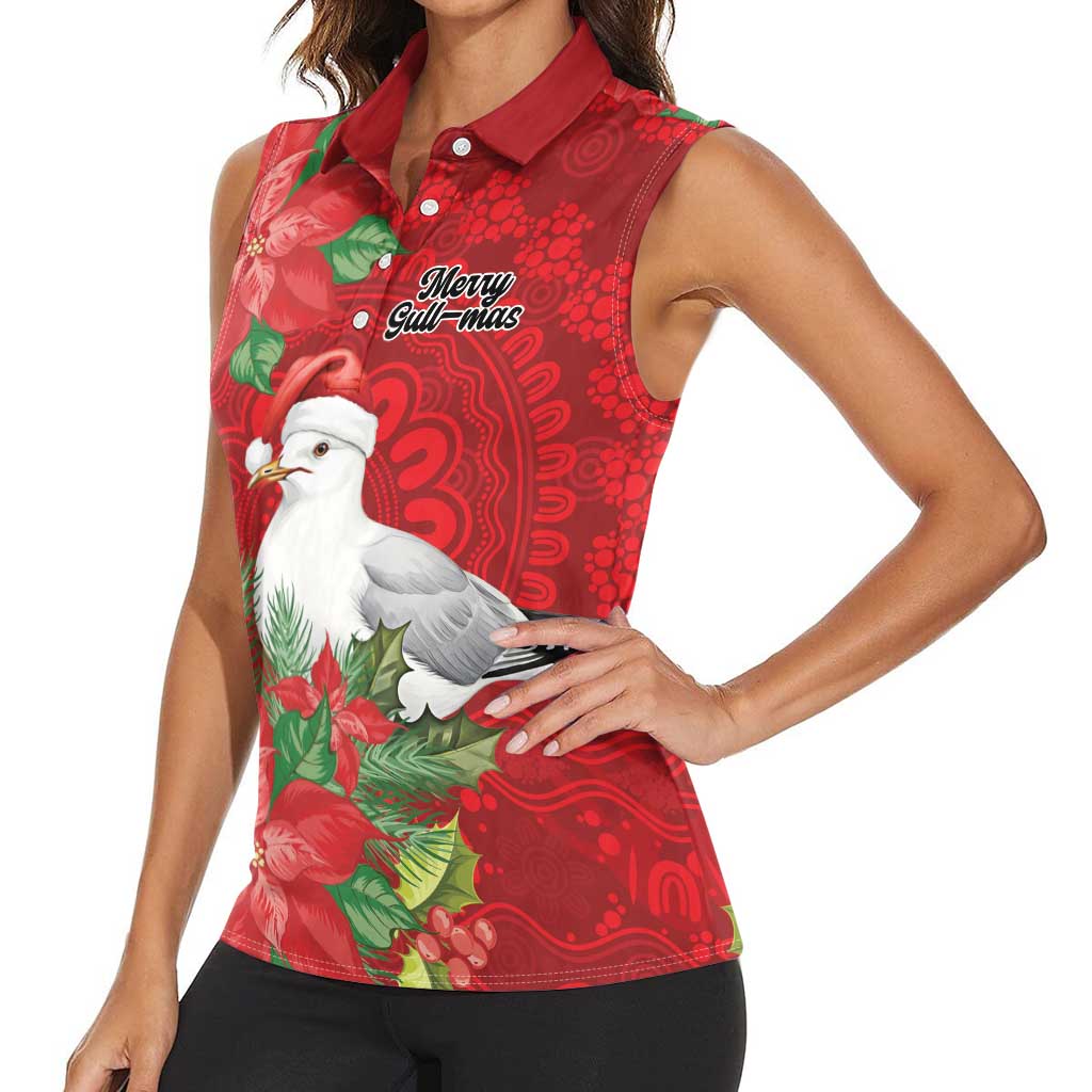 Australian Silver Gull Women Sleeveless Polo Shirt Aboriginal Inspired Christmas - Aussie Hoodie