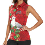 Australian Silver Gull Women Sleeveless Polo Shirt Aboriginal Inspired Christmas - Aussie Hoodie