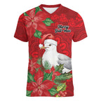 Australian Silver Gull Women V-Neck T-Shirt Aboriginal Inspired Christmas - Aussie Hoodie