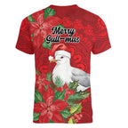 Australian Silver Gull Women V-Neck T-Shirt Aboriginal Inspired Christmas - Aussie Hoodie