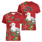 Australian Silver Gull Women V-Neck T-Shirt Aboriginal Inspired Christmas - Aussie Hoodie