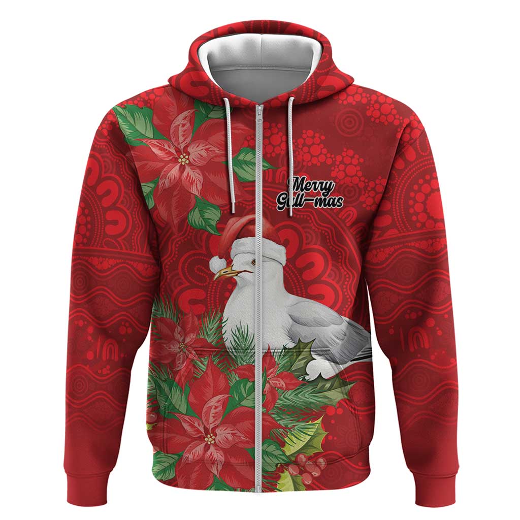 Australian Silver Gull Zip Hoodie Aboriginal Inspired Christmas - Aussie Hoodie