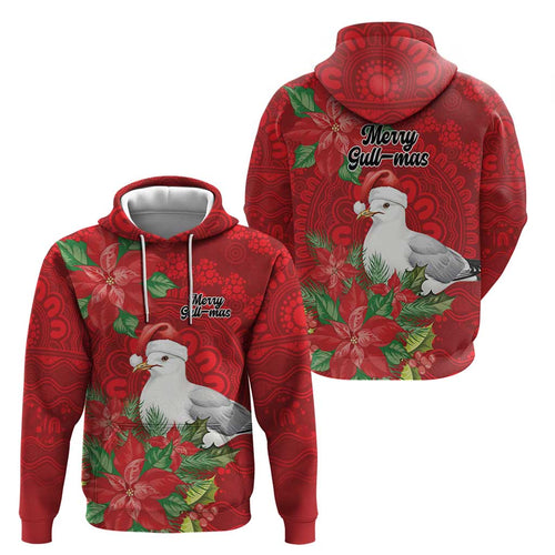 Australian Silver Gull Zip Hoodie Aboriginal Inspired Christmas - Aussie Hoodie
