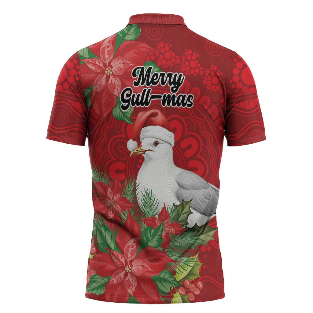 Australian Silver Gull Zipper Polo Shirt Aboriginal Inspired Christmas - Aussie Hoodie
