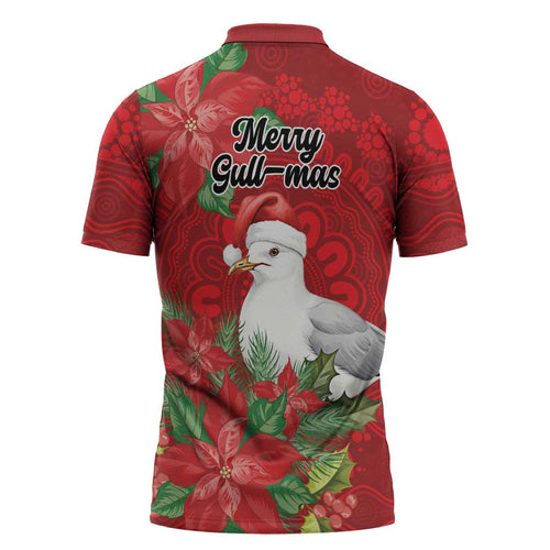 Australian Silver Gull Zipper Polo Shirt Aboriginal Inspired Christmas - Aussie Hoodie