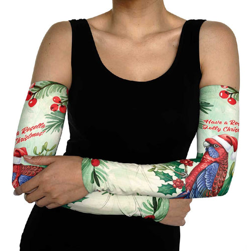 Watercolor Floral Crimson Rosella Arm Sleeves It’s Aussie Christmas Time! - Aussie Hoodie